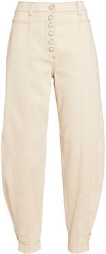 Brodie Cropped High-Rise Jeans, Ivory 12