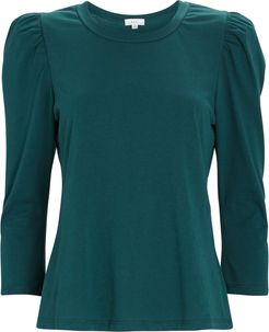 Karlie Puff Sleeve Cotton T-Shirt, Green P
