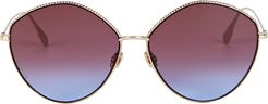 DiorSociety2F Round Sunglasses, Gold 1SIZE