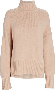 Wool-Blend Turtleneck Sweater, Beige S