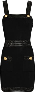 Sleeveless Knit Mini Dress, Black 36