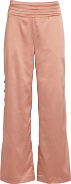 Satin Wide-Leg Trousers, Beige XL