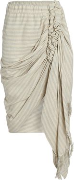 Tulum Ruched High-Low Skirt, Grey/Beige P