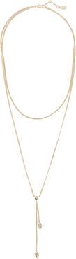 Double-Wrap Pavé Skull Necklace, Gold 1SIZE