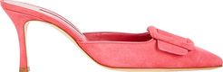 Maysale Buckle Suede Mules, Pink 37