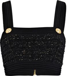 Lurex Knit Tweed Crop Top, Black 36