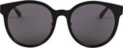 Striped Round Sunglasses, Black 1SIZE