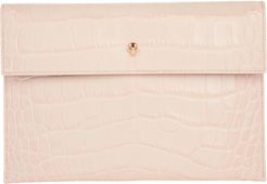 Croc-Embossed Envelope Clutch, Blush 1SIZE