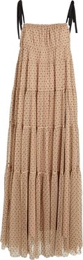 Lilia Polka Dot Tulle Maxi Dress, Beige P