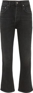Riley High-Rise Straight Cropped Jeans, Black 24