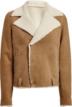 Savannah Cropped Shearling Jacket, Beige L