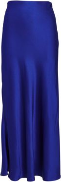 Valetta Satin Midi Slip Skirt, Blue-Drk 38
