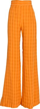 Piazza Checked Wide-Leg Pants, Orange 36
