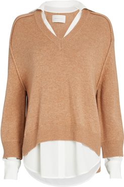 Looker Layered V-Neck Sweater, Brown P
