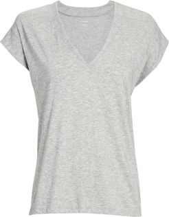 Le Mid Rise V-Neck Cotton T-Shirt, Grey P
