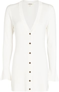 Lucas Ribbed Long Cardigan, Ivory M