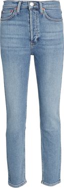 High-Rise Ankle Crop Jeans, Denim-Lt 27