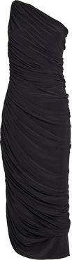 Diana Ruched One-Shoulder Dress, Black P