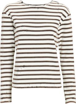 Distressed Breton Stripe T-Shirt, Blk/Wht P