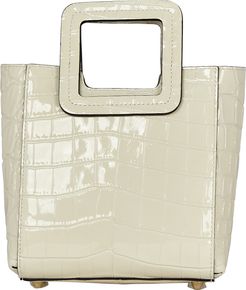 Mini Shirley Croc-Embossed Tote Bag, White 1SIZE