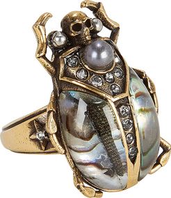 Embellished Beetle Ring, Metallic 7