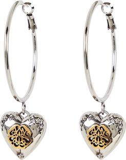 Heart Locket Hoop Earrings, Silver 1SIZE