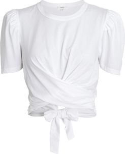 Monica Wrap Cotton T-Shirt, White XL