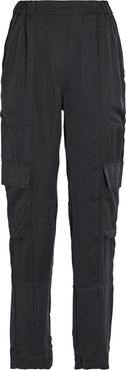 Satin Twill Cargo Pants, Black P