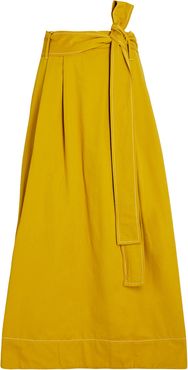 Snoop Belted Midi Skirt, Gold 2