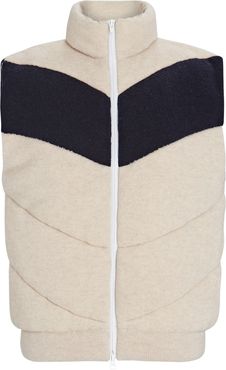 Knit Puffer Vest, Beige/Navy P