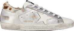 Superstar Calf Hair-Trimmed Sneakers, Silver 36