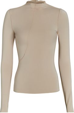 Zane Jersey Turtleneck Top, Ivory P