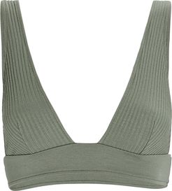 Eco Rib Knit Triangle Bralette, Olive/Army M