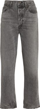 Riley High-Rise Straight Cropped Jeans, Grey 31