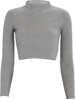 Enny Cropped Wool-Cashmere Sweater, Grey P
