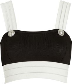 Colorblock Knit Crop Top, Blk/Wht 40