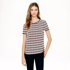 Tipped silk tee in diamond tile