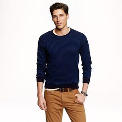 Cotton-cashmere sweater in microstripe