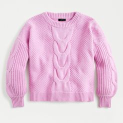 Cable-knit balloon sleeve sweater