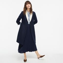Topcoat with contrast lapel in double-serge wool