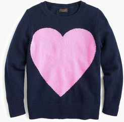 Girls' cashmere popover sweater with heart