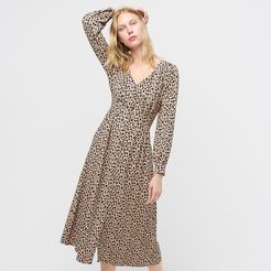 Tall button-front A-line midi dress in leopard