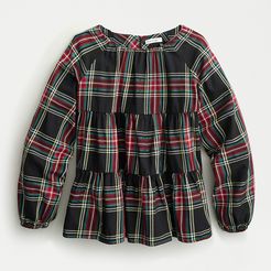 Girls' tiered top in Stewart tartan