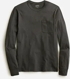 Slim garment-dyed slub cotton long-sleeve T-shirt