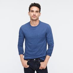 Slim garment-dyed slub cotton long-sleeve T-shirt