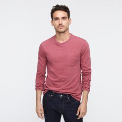 Slim garment-dyed slub cotton long-sleeve T-shirt