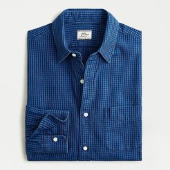 Slim rustic twill shirt in indigo gingham