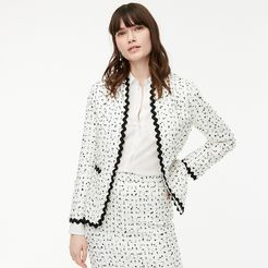 Going-out blazer in ivory spotted tweed