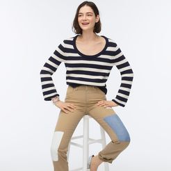 Rolled scoopneck sweater in stripe