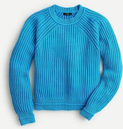 Garment-washed crewneck sweater